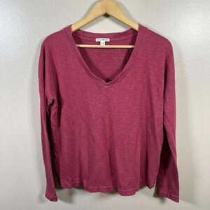 James Perse Standard French Terry Sweatshirt Womens Large Size 3 Boxy Pink Vneck